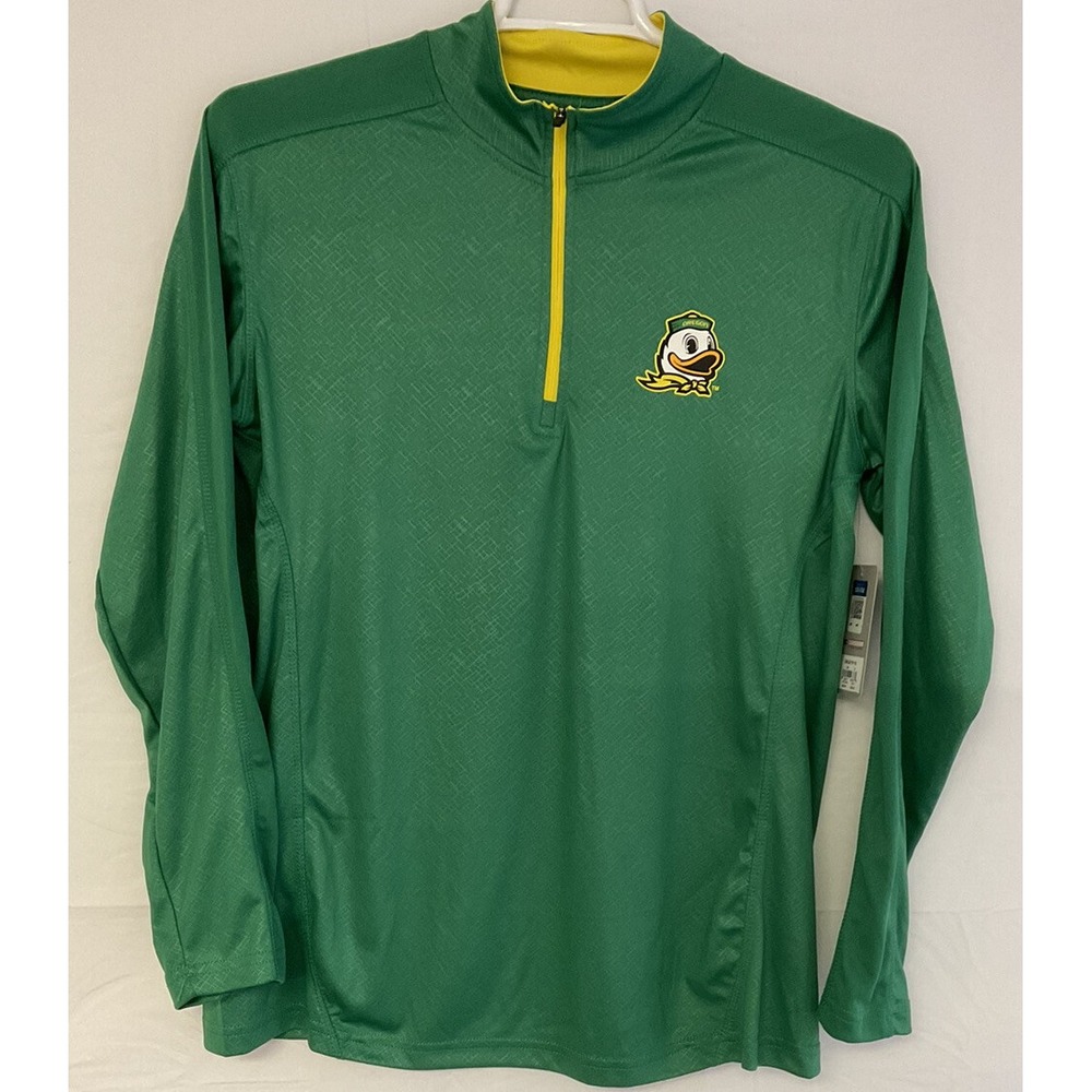 NWT Men's Colosseum Oregon Ducks Long Sleeve Pull Over Quarter Zip Jacket Medium